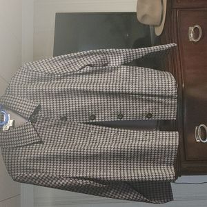 VINTAGE BRIGGS WOMENS PET L GRAY/BLK HOUNDSTOOTH BLAZER